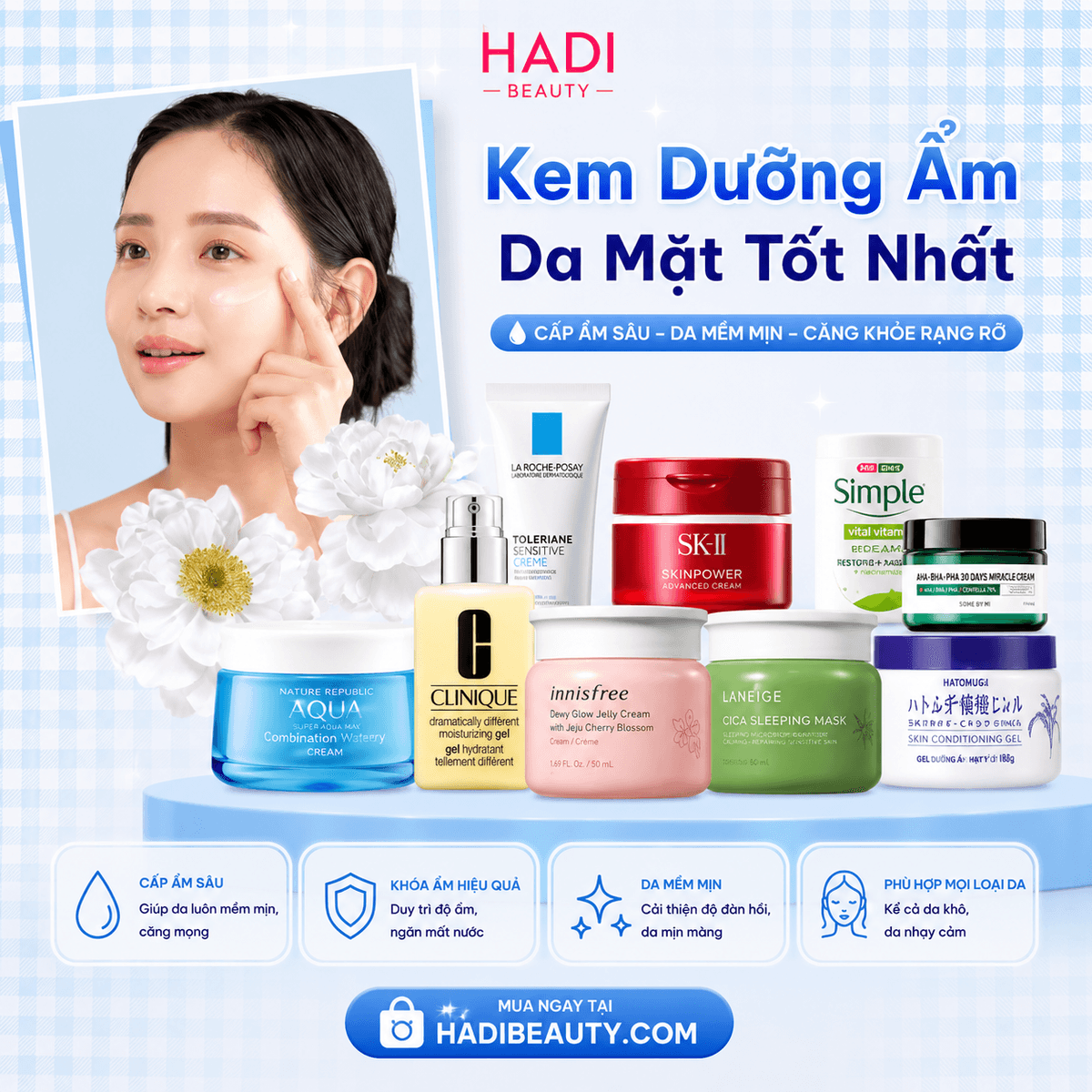 Tổng hợp 18 kem dưỡng ẩm da mặt tốt nhất bán chạy số 1 Việt Nam
