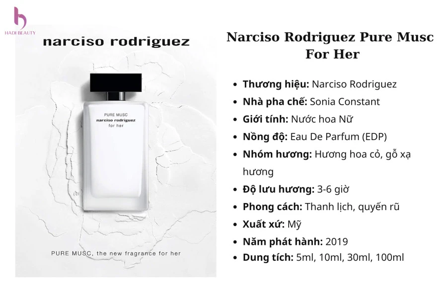 Màu trắng tinh khiết của nước hoa narciso pure musc