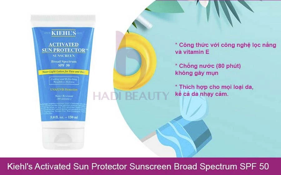 các loại kem chống nắng tốt Kiehl's Activated Sun Protector Sunscreen Broad Spectrum SPF 50