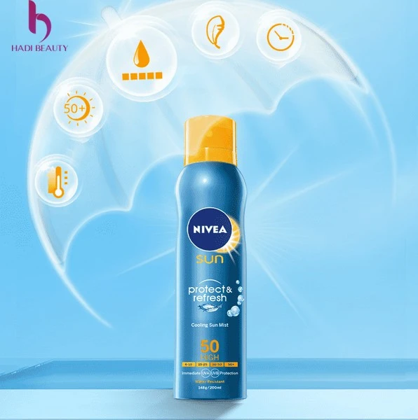 chai xịt chống nắng Nivea Sun Protect & Refresh Sun Spray SPF50