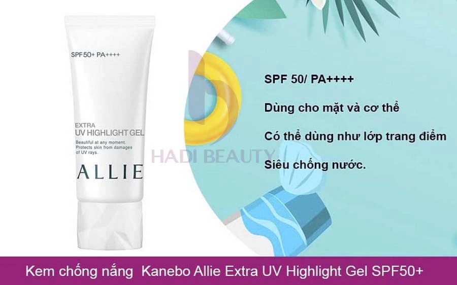 review kem chống nắng tốt nhất thế giới Kanebo Allie Extra UV Highlight Gel SPF50+