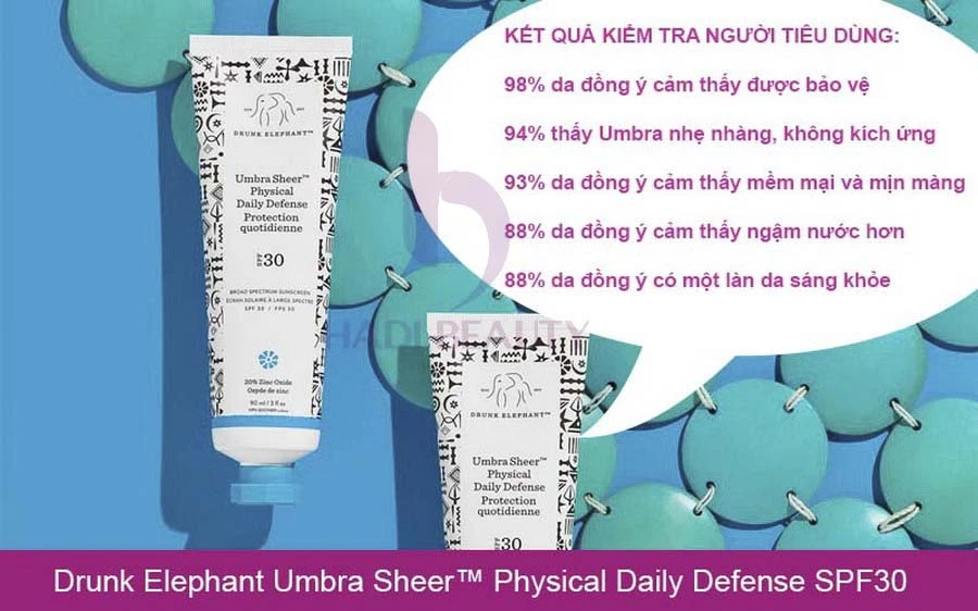 kem chống nắng của hãng nào tốt Drunk Elephant Umbra Sheer™ Physical Daily Defense SPF30
