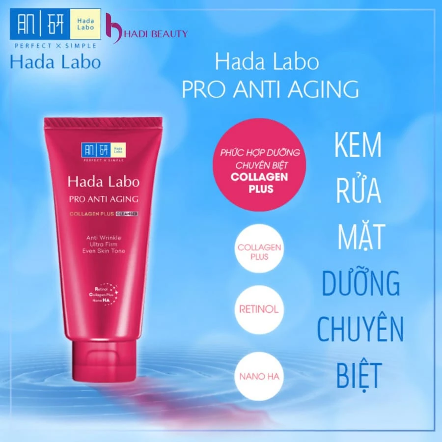 Sữa rửa mặt chống lão hóa Hada Labo Pro Anti Aging Collagen Plus Cleanser
