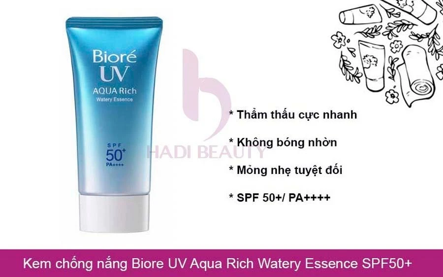 top kem chống nắng Biore UV Aqua Rich Watery Essence SPF50+