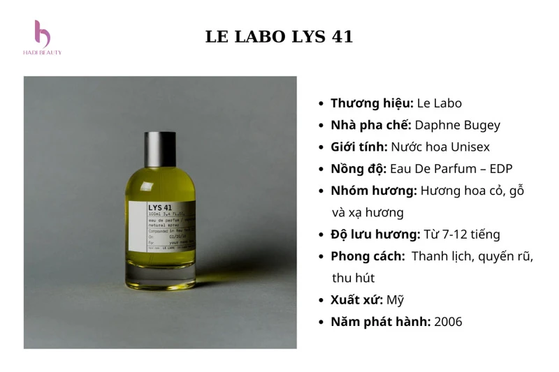 nước hoa le labo lys 41 với nồng độ tinh dầu trung bình - EDP