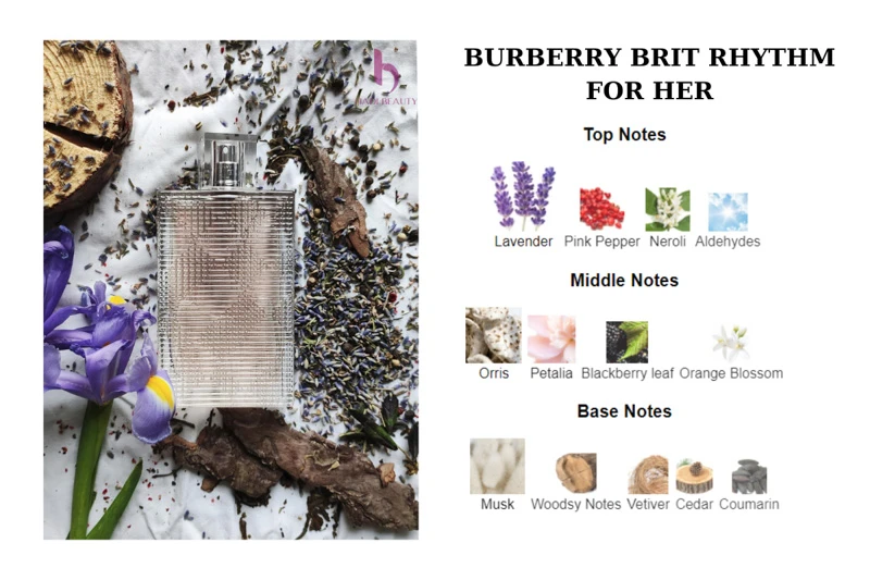 Nốt hương chính của Burberry Brit Rhythm For Her là hoa oải hương