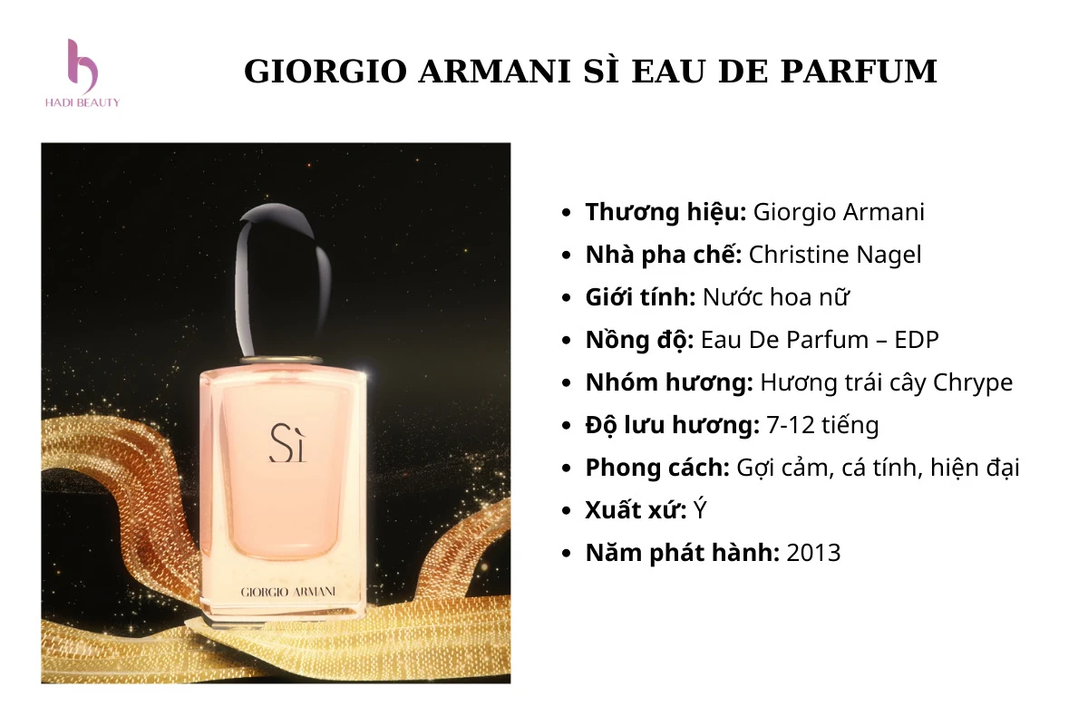 Sự kết hợp giữa hương gỗ và hương hoa trong sì giorgio armani 100ml