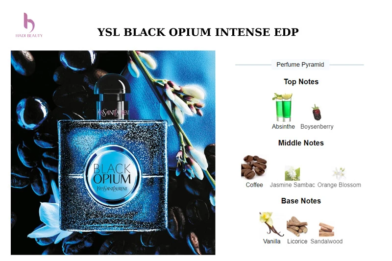 Các tầng hương bên trong chai nước hoa ysl black opium eau de parfum intense 90ml