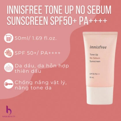 Innisfree Tone Up No Sebum Sunscreen SPF35/PA+++ - kem chống nắng da dầu