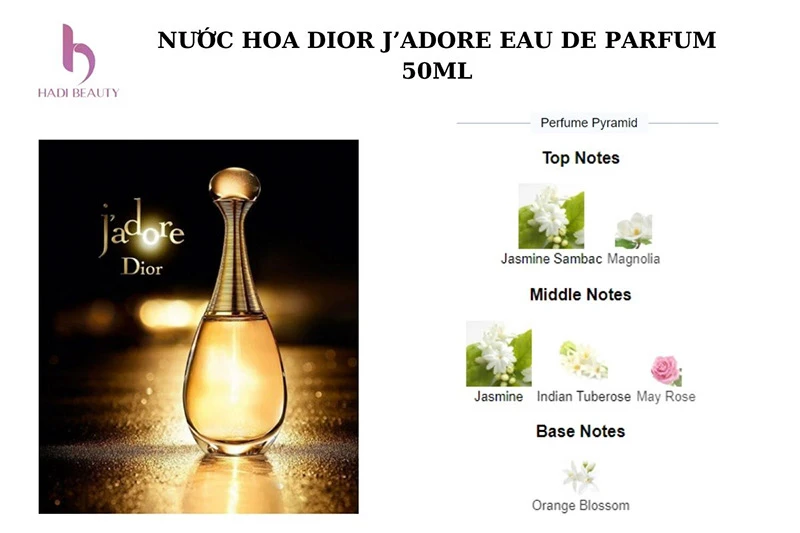  Dior J’adore Eau De Parfum 50ml mang hương thơm hoa cỏ